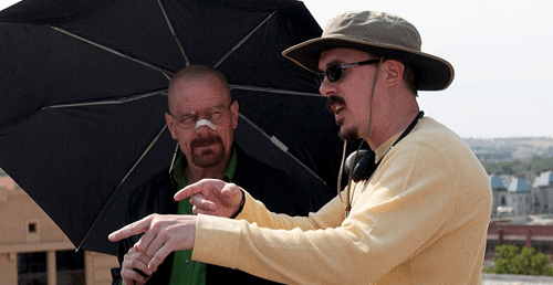 Bryan Crestor e Vince Gilligan sul set di Breaking Bad