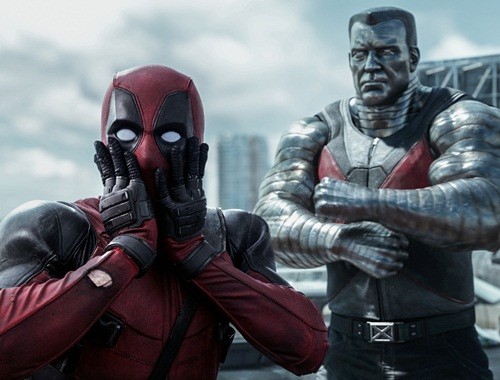 Deadpool (Ryan Reynolds) reacts to Colossus’ (voiced by Stefan Kapicic) threats.