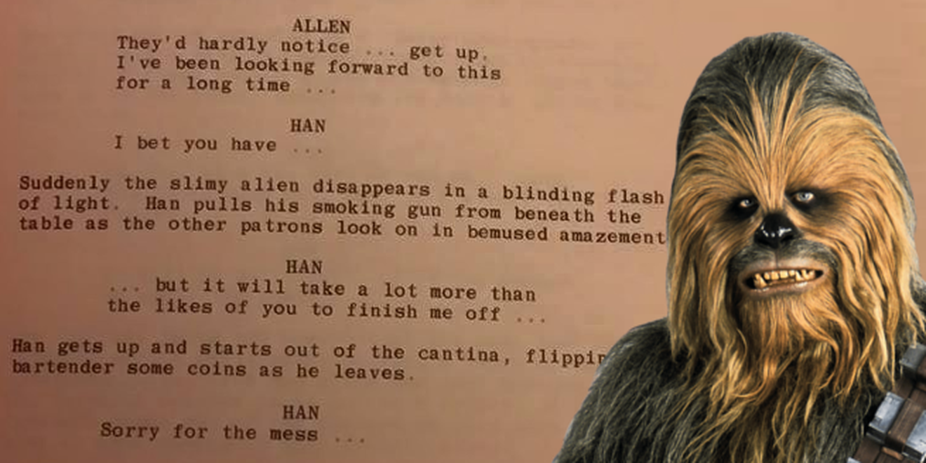 Star Wars: Chewbacca rivela le pagine dello script di una scena con Han Solo