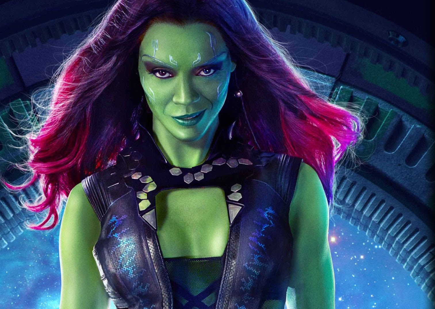 Zoe Saldana è Gamora sul set di Guardiani della Galassia Vol. 2