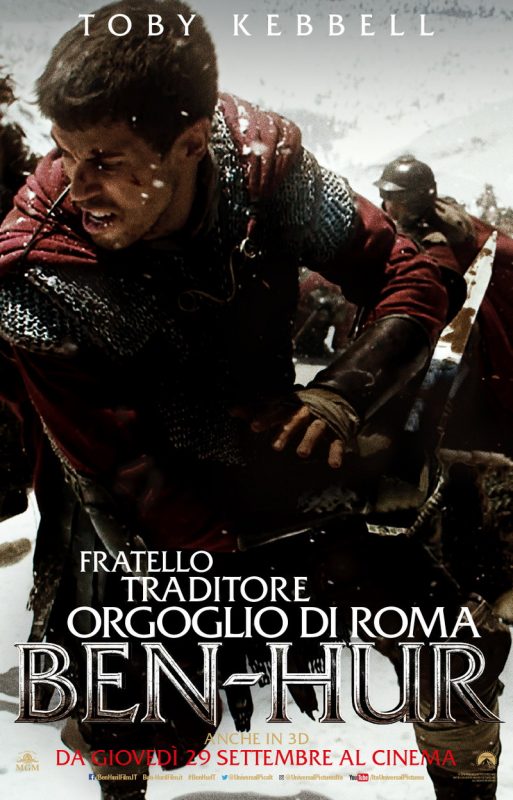 Ben-Hur: Jack Huston, Toby Kebbell, Morgan Freeman e Rodrigo Santoro nei character poster italiani