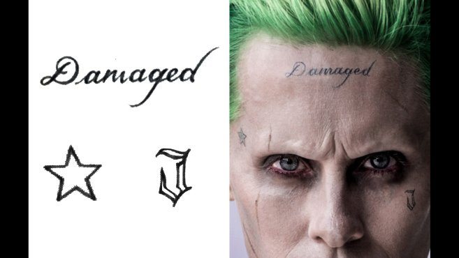 1. Joker's "Damaged" tattoo in Suicide Squad - wide 1