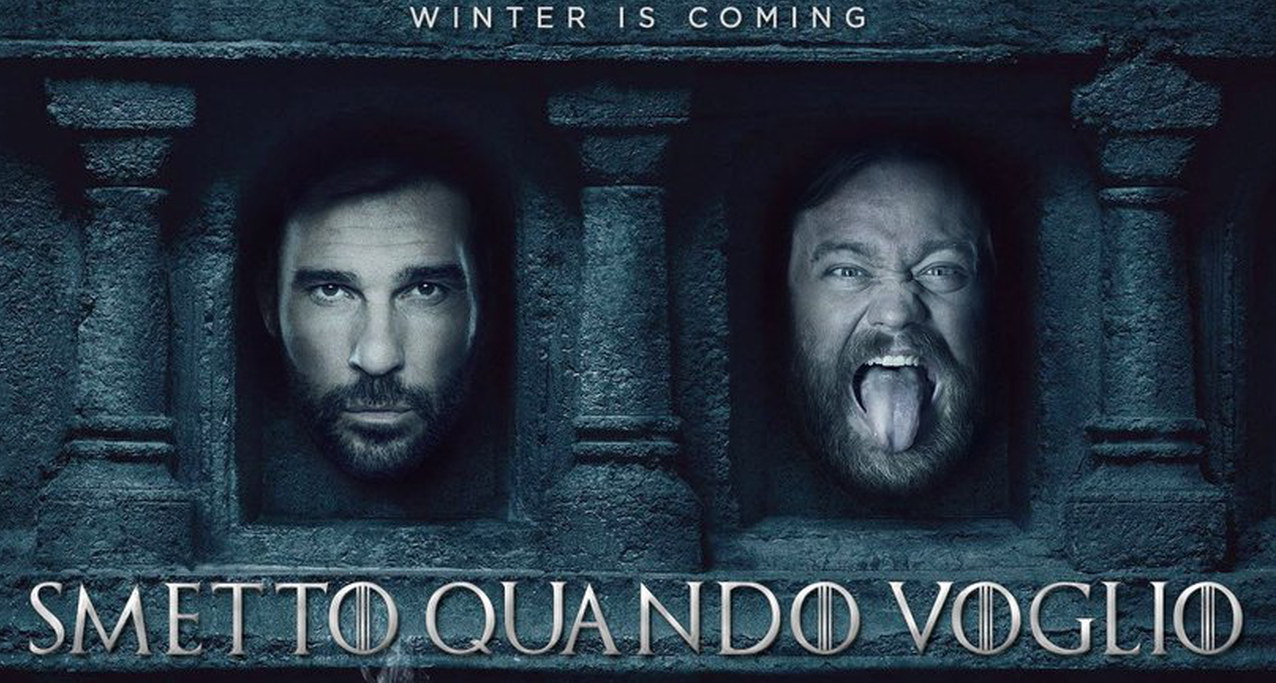 Smetto quando voglio Masterclass: Edoardo Leo e Stefano Fresi nel poster stile Il Trono di Spade