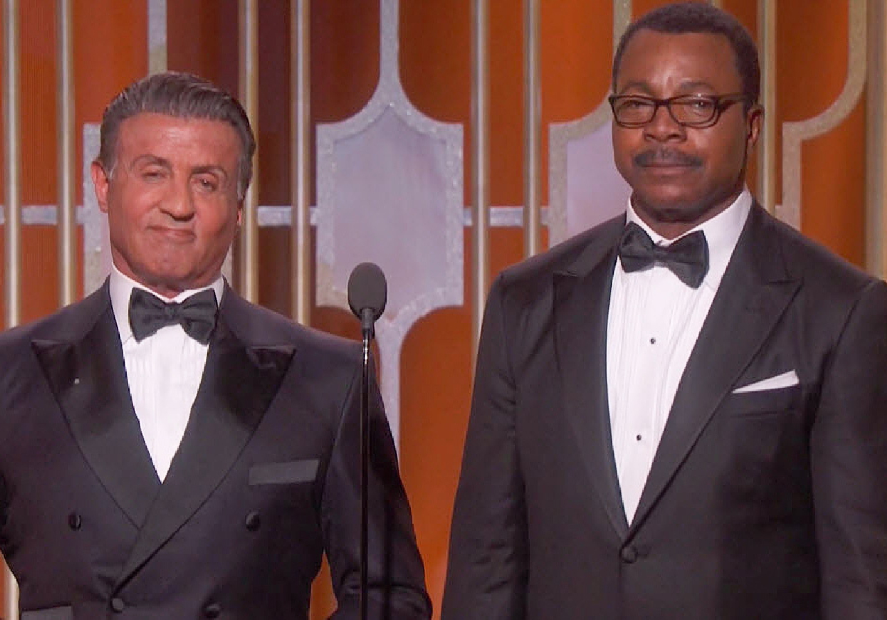 Sylvester Stallone e Carl Weathers insieme sul palco dei Golden Globes 2017