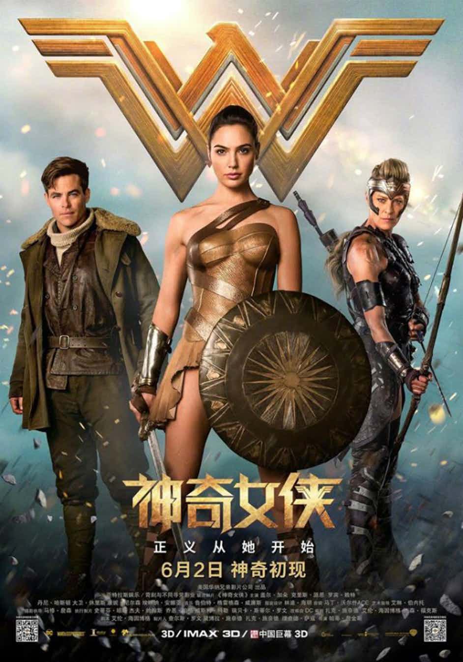 chris pine gal gadot wonder woman poster