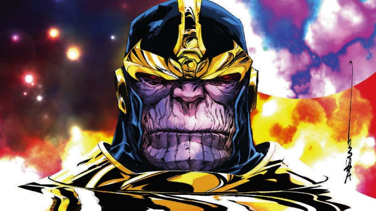 Avengers: Infinity War – Thanos senza armatura in una promo art