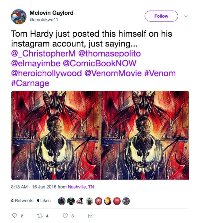 Tom Hardy Venom Carnage Cinematographe