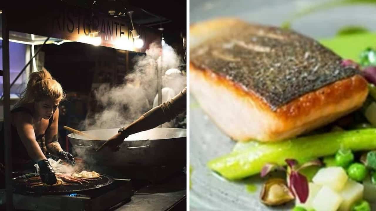 Il Grinch della chef Mayla Bucci: la ricetta del salmone con purea di piselli e asparagi