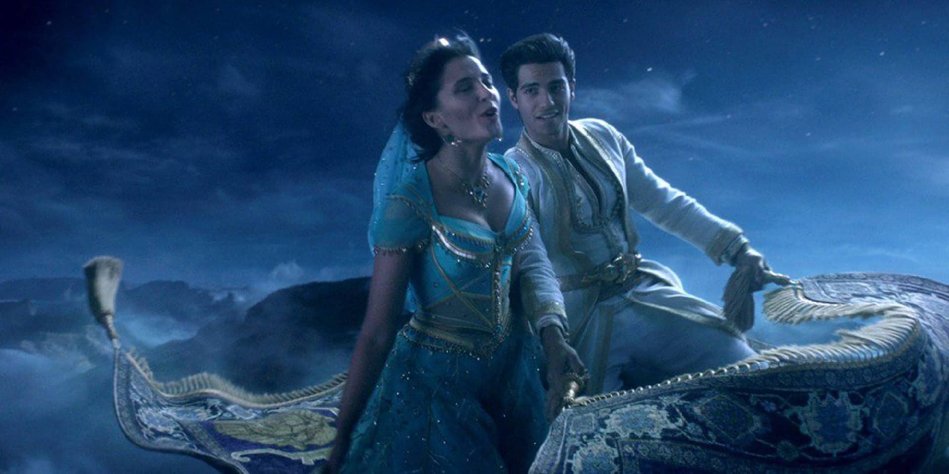 Aladdin: il protagonista e Jasmine sul tappeto volante nello spot TV