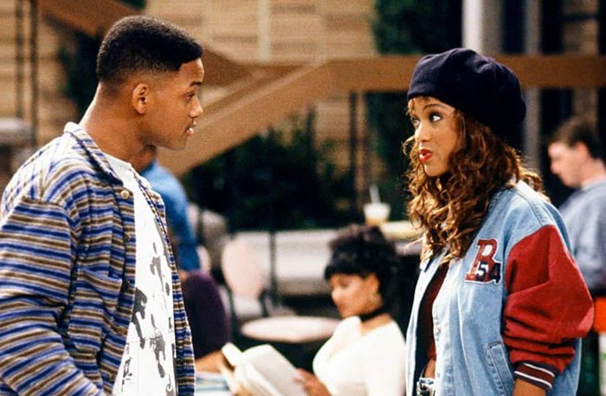 Will Smith e Tyra Banks ricreano una scena di Willy, il principe di Bel-Air