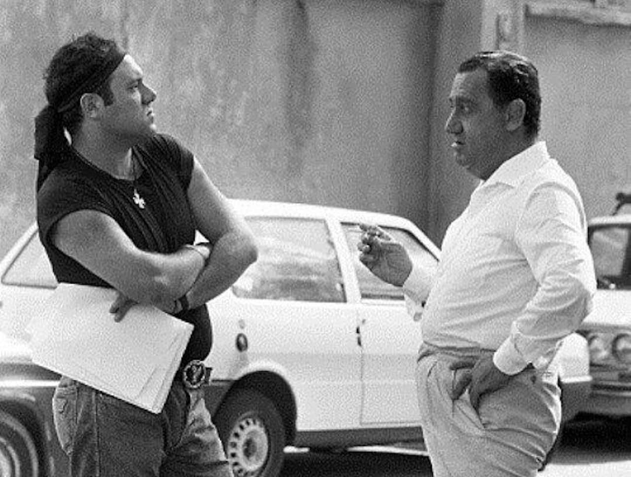 Sordi e Verdone sul set di Troppo forte (1986)