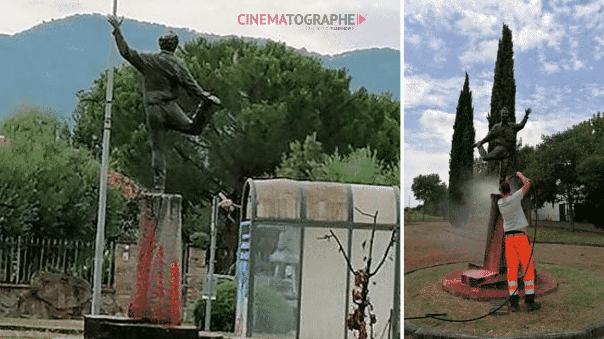 Roberto Benigni: imbrattata la statua a Manciano dedicata al comico