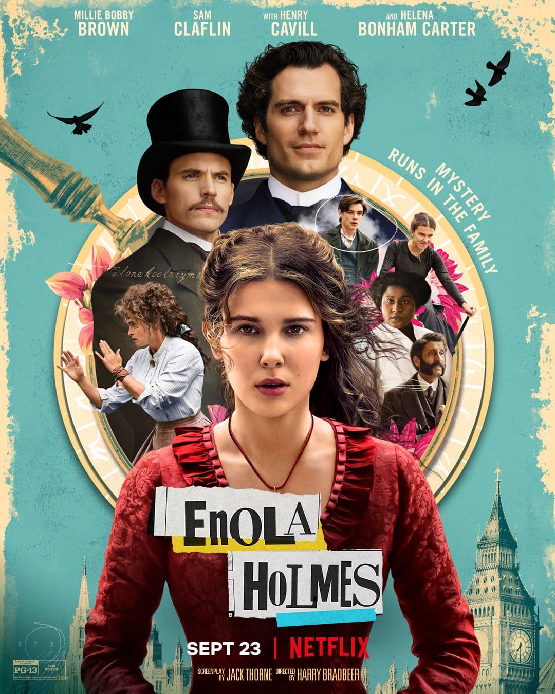 Enola Holmes: il poster del film Netflix con Millie Bobby Brown