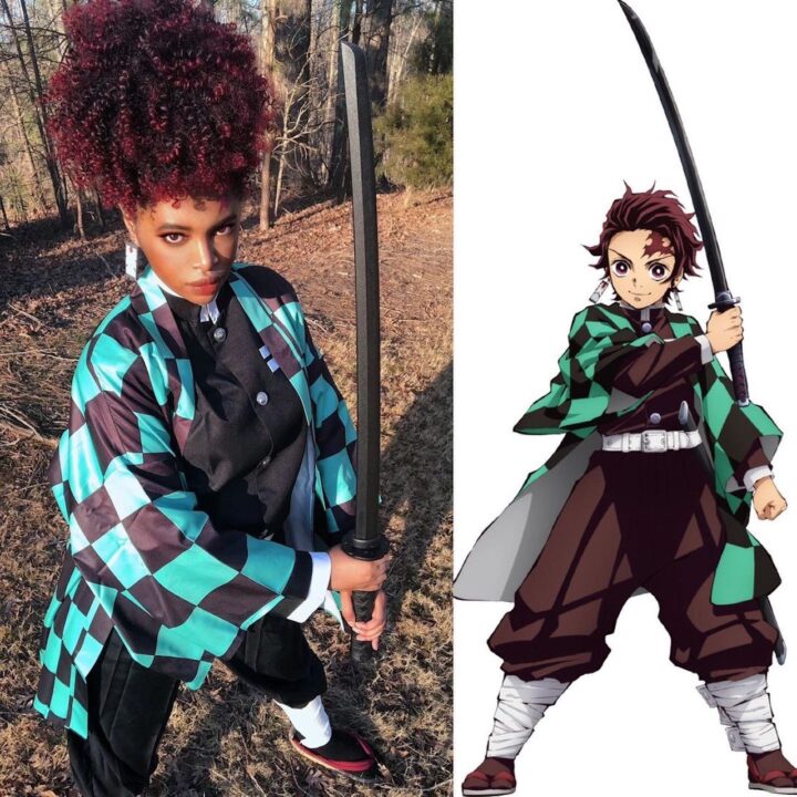 Cosplayer e versione originale Tanjiro Kamado