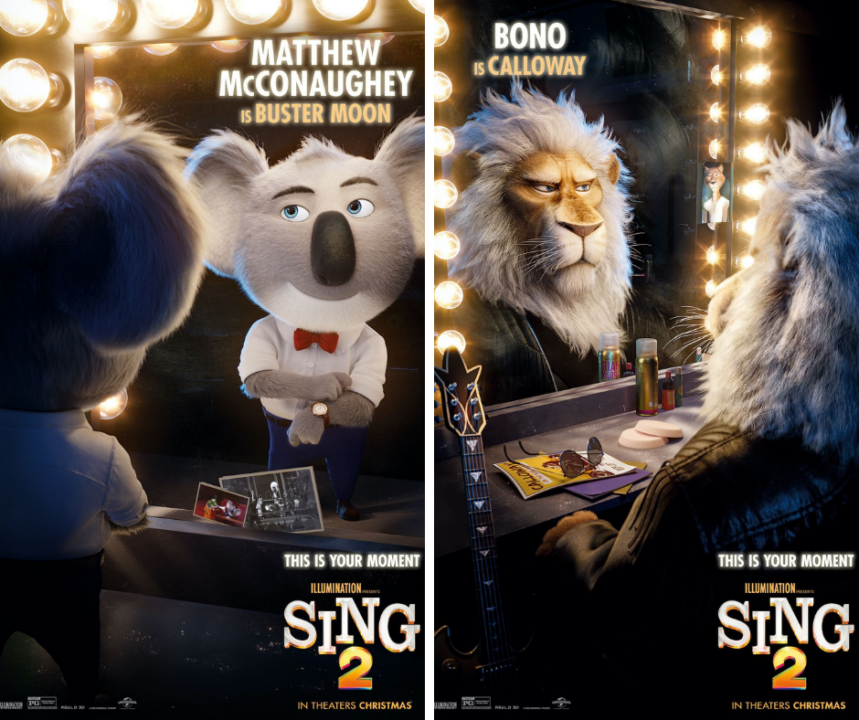 Sing 2: i poster dedicati ai personaggi di Matthew Mcconaughey e bono