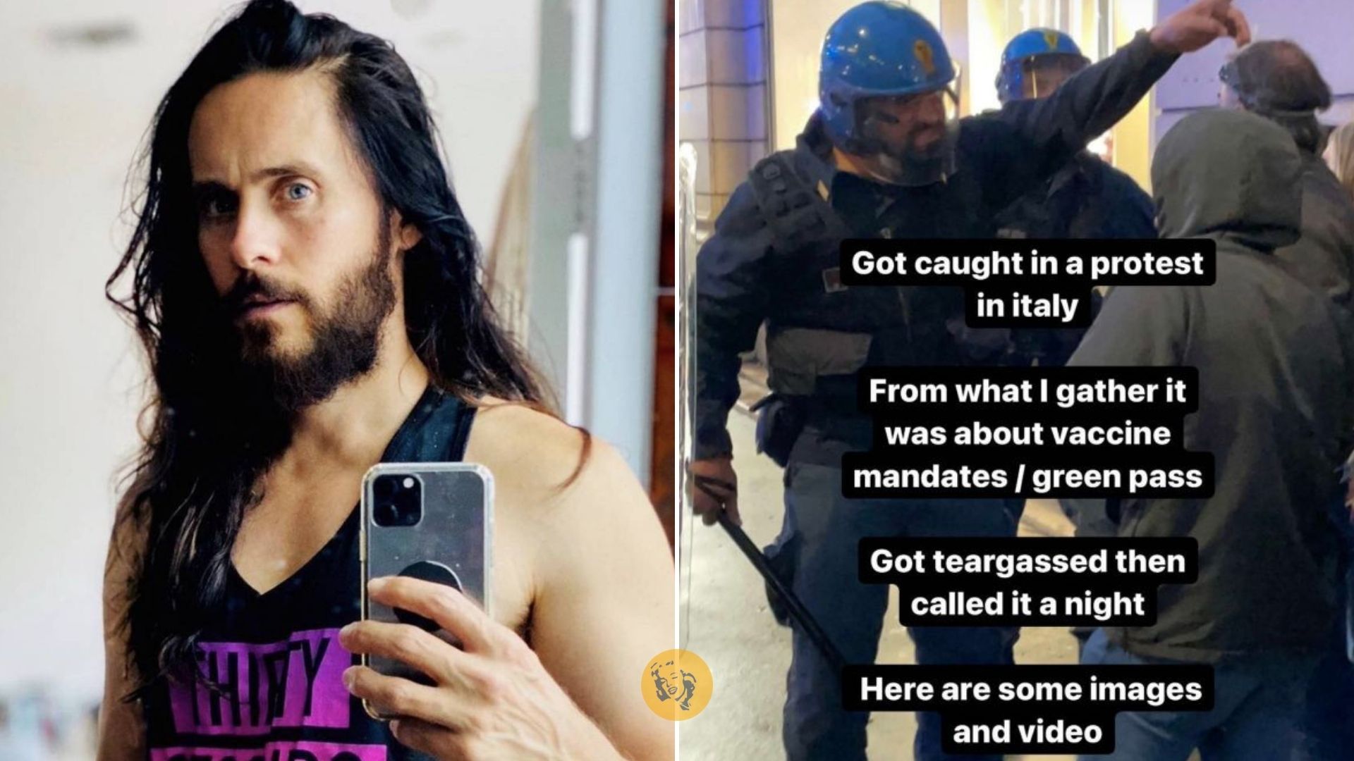 Jared Leto coinvolto nelle proteste no Green Pass a Roma: “Ho beccato i lacrimogeni”