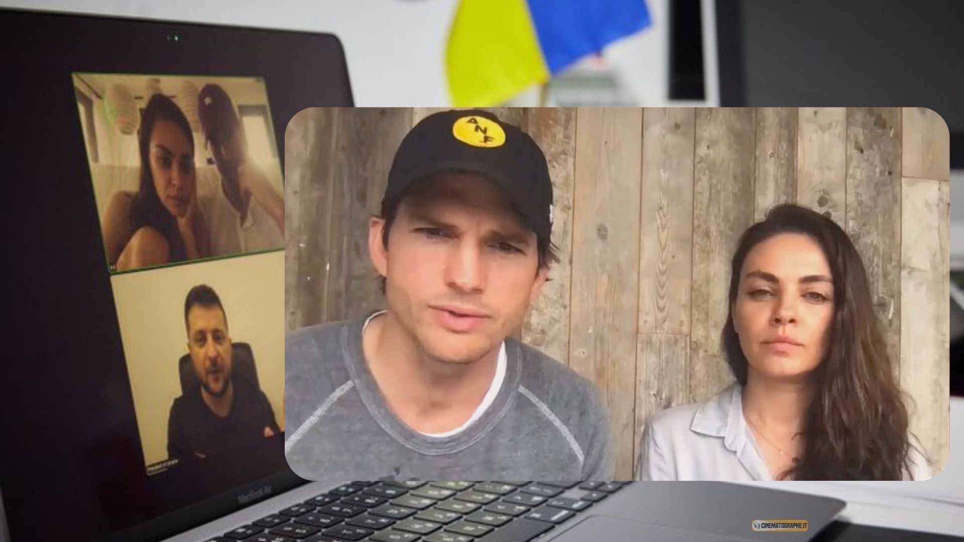 Ucraina, Mila Kunis e Ashton Kutcher in videochiamata con Zelensky: “Impressionato dalla loro determinazione”