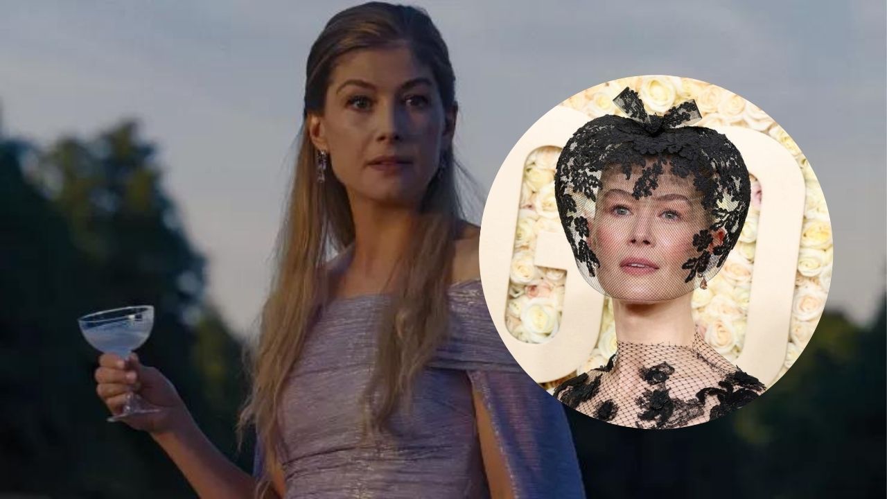 Golden Globes 2024, perché Rosamund Pike si è coperta il viso? Tutta colpa di un recente incidente!