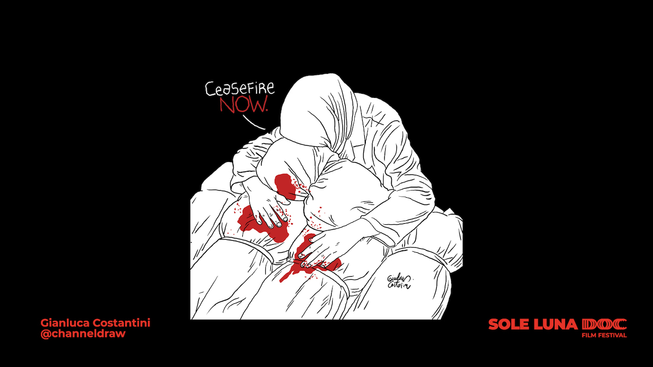 Gianluca Costantini al Sole Luna Doc Film Festival 2025 per il cessate il fuoco a GAZA cinematographe.it